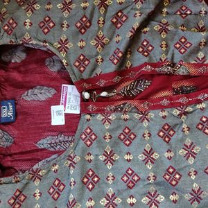 Rusted Red And Gray Coloured Kurthi