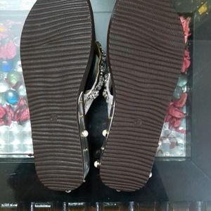 Party Wear Silver Flip Flops