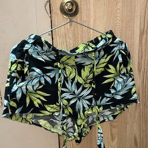 Tropical Black Shorts For Women