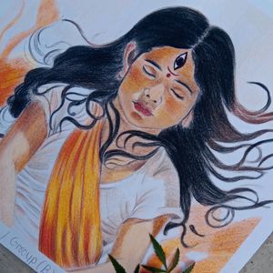 Durga Maa Little Painting Handmade Draw