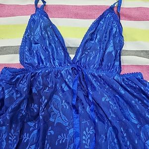 Blue Satin Nighty