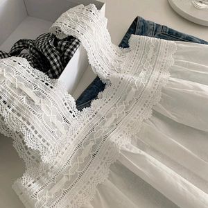 Lace Trim White Top