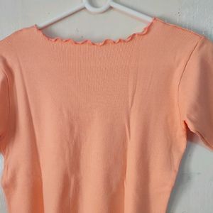 Baby Peach Ribbed Crop Top