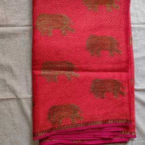 Elephant Printed Beautiful Saree Totally New