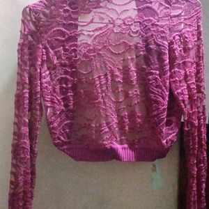 Purple Color Open Net Top With Best Fabric..