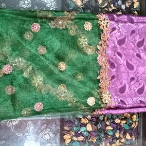 Beautiful Double Shade Saree Purple And Green