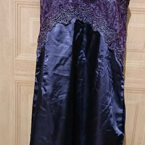 Purple Alter Neck Lace Party Wear Dress.