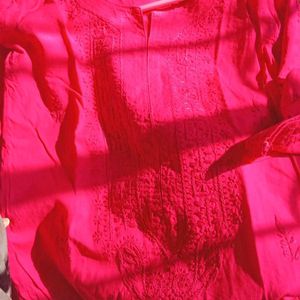 Pink Chikenkari Kurta