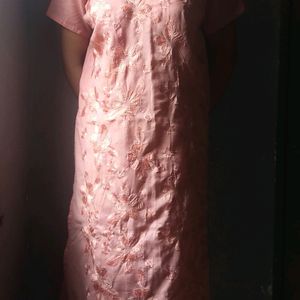 Peach Floral-design Kurti