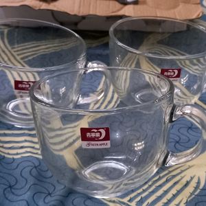 Glass Tea And Coffee Cup Set Of 3 Pcs