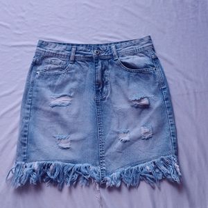 Blue Denim Fancy Short Skirt