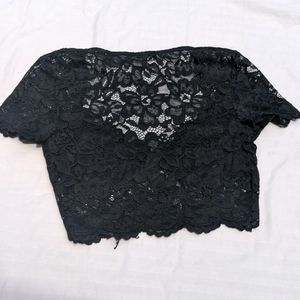 Zara Black Lace Crop Top