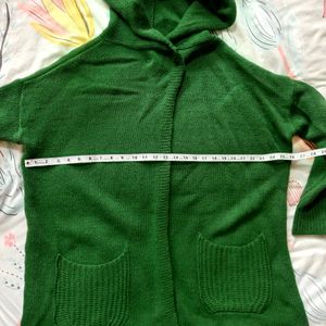 Green Hooded Winter Cardigan