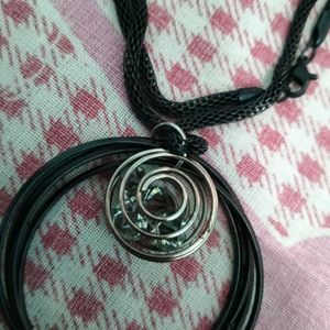 Black Metal Necklace With Cute Pendant