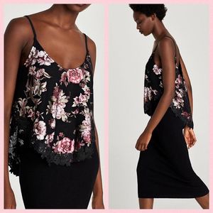 Zara Embroidered Scoop Neck Top