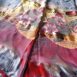 Printed Saree With Stiched Blouse