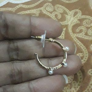 Brand New Golden Pearl Hoop Earings 2 Pairs