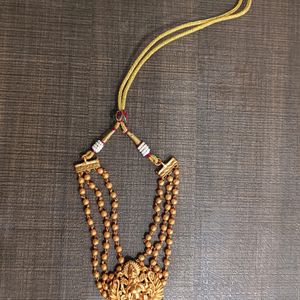 Traditional 3 Layer Golden Lakshmi Choker Necklace