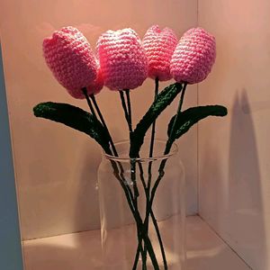 Set Of 6 Crochet Pink Tulips 🌷🩷With Freebie 💖