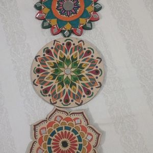 3 Wooden Rangoli Patch 4"