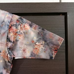 Pale Brown Flower Design Blouse