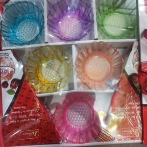 six colorful glassbowl set