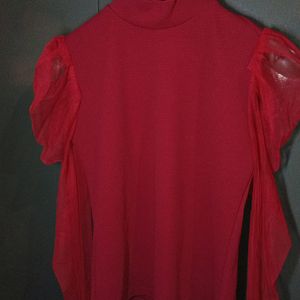 Classical Turtle Neck Puff Sleeeve Top