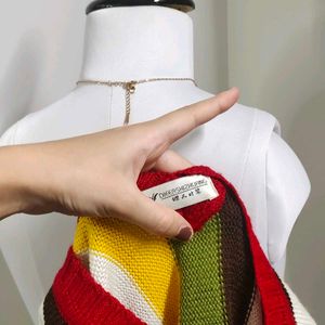 Rainbow Striped V Neck Sweater