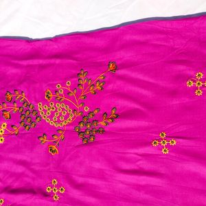 Beautiful Silk Cotton Violet Embroidery Kurti