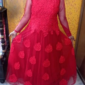 Red Gown With Dupatta