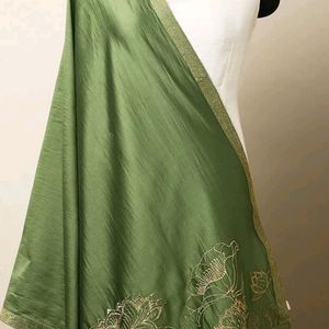 Dark Green Embroided Dupatta