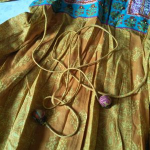 Yellow Printed Anarkali