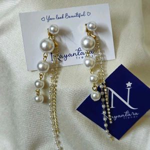 Stunning 2-in-1 Pearl Dangler Korean Earrings