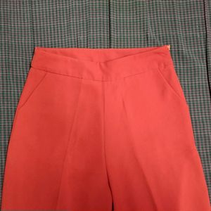 Pure Red High Waist Flare Pants