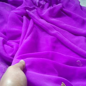 Onion Magenta Embroidery Party Wear Gorgette saree