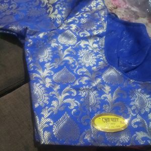 Brocade blouse  royal blue colour