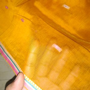 Orange Cotton Saree