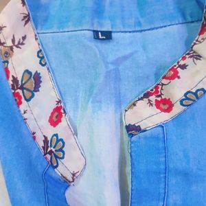 Georgette And Denim Shirt