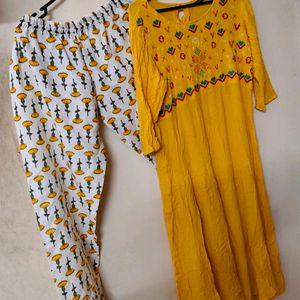 Yellow Kurtha Set