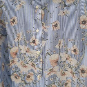 H&M Floral Blue Sleeveless Top