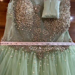 sea green dubai floral gown new with tag