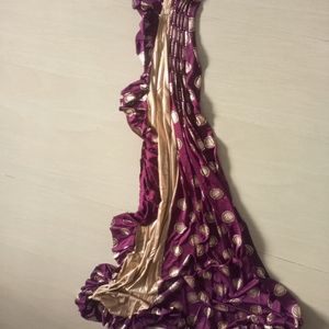 Ready To Wear Saree Wine & Golden