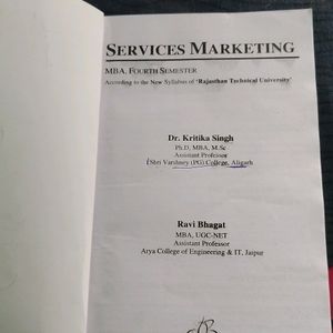 MBA 4th Semester Service Marketing Book