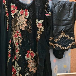 Black Stitched Pakistani Dress