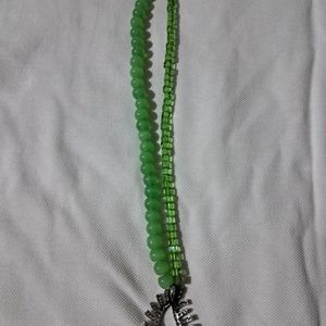 Green Imitation Necklace With Earrings