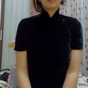 Velvet Black Cheongsam