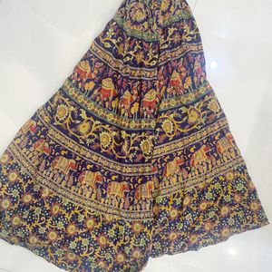 Traditional Boho Maxi Skirt (Navy Blue)