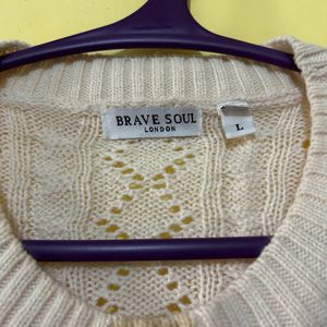 BRAVE SOUL knitted Pullover With Ribbed Hems SizeL