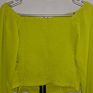 Off Shoulder Neon Green Top