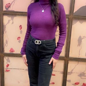 Purple Ribbed Top